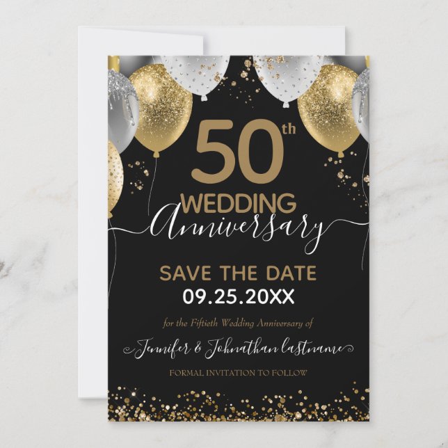 Convites Data de Salvamento Ouro Preto do 50º Aniversário  (Frente)