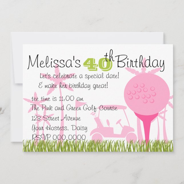 Convites Data do Golf Rosa (Frente)