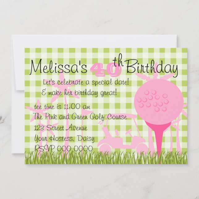 Convites Data do Golf Rosa (Frente)