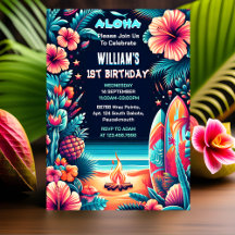 Day Joy hula Luau Surf Aloha primeiro aniversario 