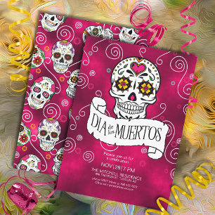 Convites Day of the Dead Sugar Skulls Red ID725