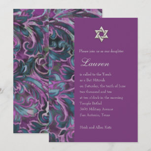 Convites Dazzling Damask Purple and Teal