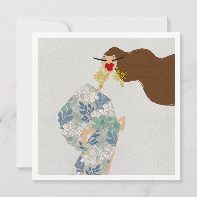 Convites Dazzling Style Glam Fashion Art Card (Frente)