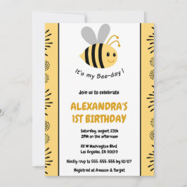Convites de 1º aniversário de Abelha Fofo Moderno