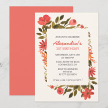 convites de 1º aniversário Floral Boho Elegante