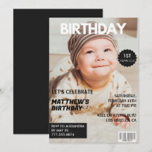 convites de 1º aniversário para ele Capa de Revist