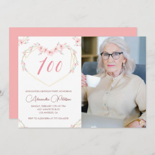 Convites de 100 anos Boho Floral Foto