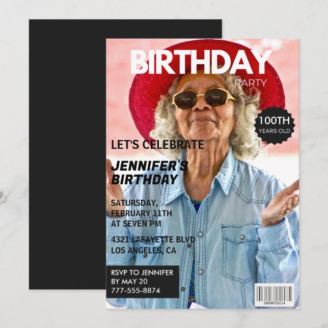 convites de 100 anos de idade para a capa da revis (Frente/Verso)