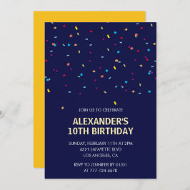 Convites de 10 anos Boy Confetti Modern