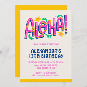 Convites de 13 de aniversário Tropical Aloha Hawai