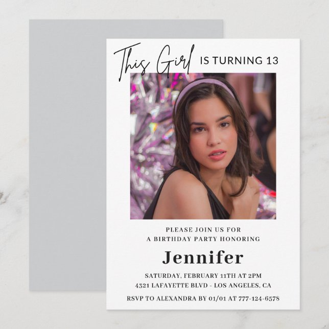 Convites de 13 de Elegante Fotografia Moderna (Frente/Verso)