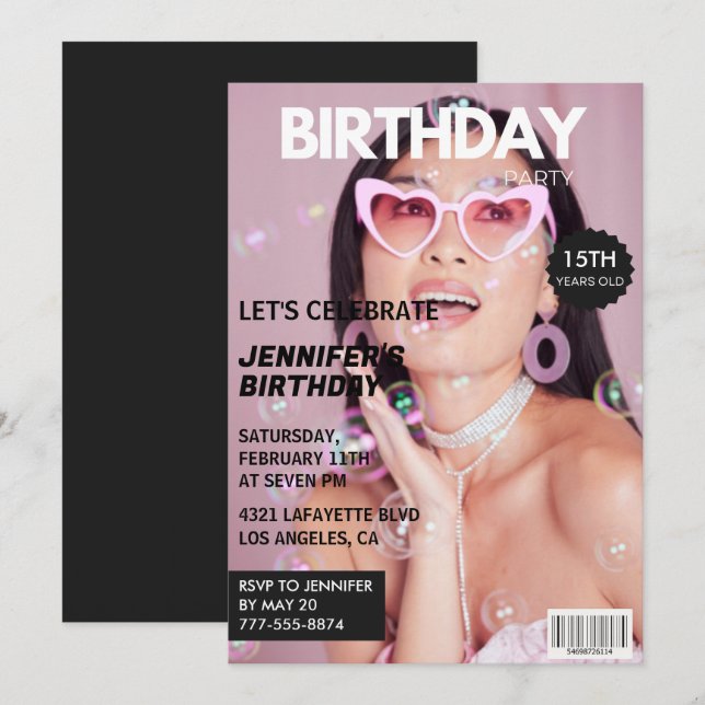 convites de 15 anos para ela Capa de Revista (Frente/Verso)