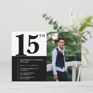 Convites de 15 anos preto Elegante Chic