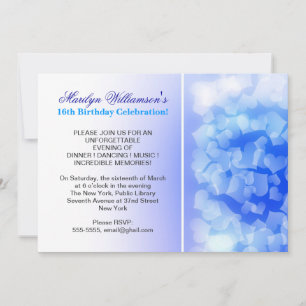 convites de 16 anos modernos para corações azuis