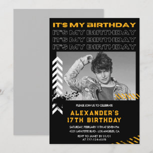 convites de 17º aniversário Homens Foto Spray pint