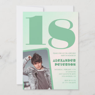 Convites de 18 anos com gradiente verde Menino Fot