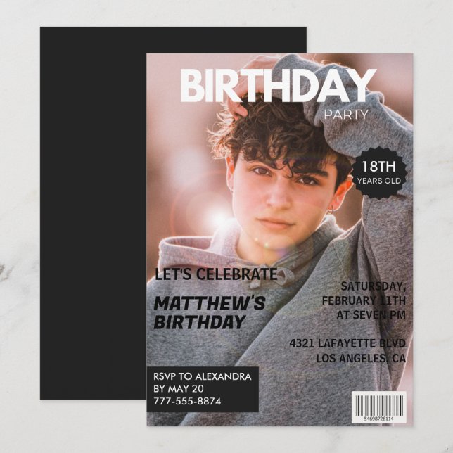 convites de 18 anos para ele Capa de Revista (Frente/Verso)