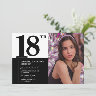 Convites de 18 anos preto Elegante Chique