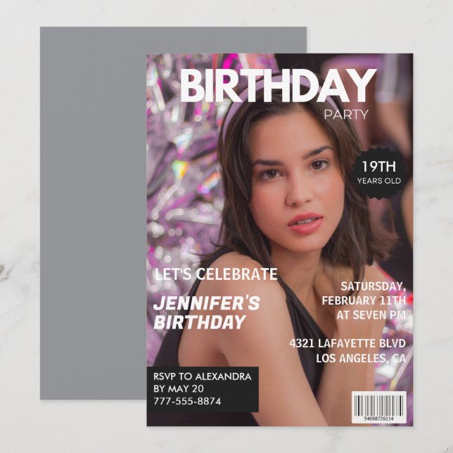 convites de 19 anos para ela Capa de Revista (Frente/Verso)