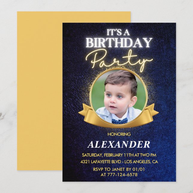 Convites de 2º aniversário de menino Elegante Chiq (Frente/Verso)