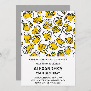 Convites de 26 anos para animadores e cervejas