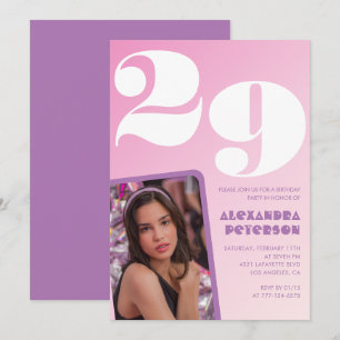 Convites de 29 anos rosa Foto retrorativa