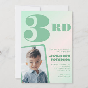 Convites de 3º aniversário com gradiente verde Men
