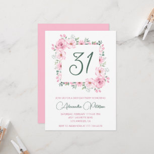 Convites de 31.º aniversário Elegantes Rosa Floral