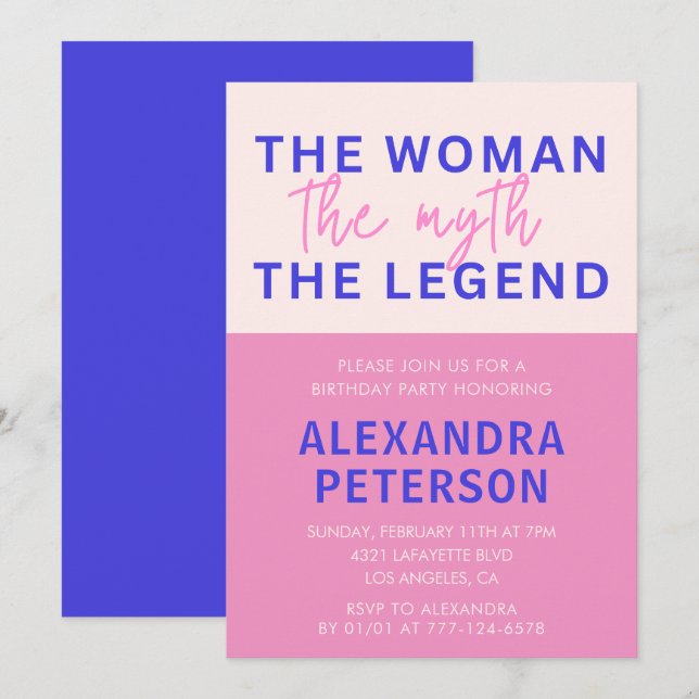 Convites de 39 anos para Humor Woman Myth Legend (Frente/Verso)