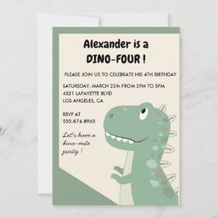 Convites de 4º aniversário do dinossauro t rex ver