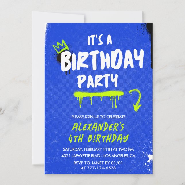 Convites de 4º aniversário Pintura de Grafite (Frente)