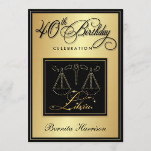 Convites de 40º Aniversário - Signo Libra