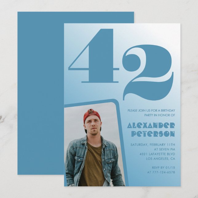 Convites de 42 anos para Gradiente de Foto de Home (Frente/Verso)