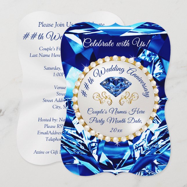 Convites de 45º ou 65º Aniversário de Casamento, (Frente/Verso)
