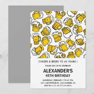 Convites de 45 anos Men Cheers and Beers