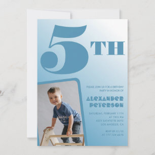 Convites de 5º aniversário menino Foto Azul