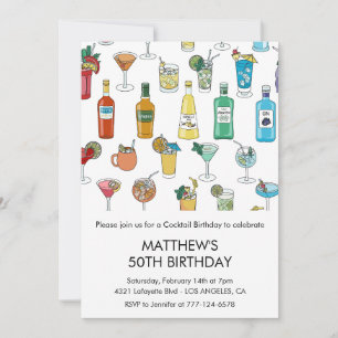 convites de 50º aniversário Coquetel Contemporâneo
