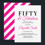 Convites de 50 Anos de Idade 50 e Fabuloso Elegant<br><div class="desc">Cinquenta e Fabuloso,  um design sofisticado em rosa quente,  uma ótima maneira de celebrar um aniversário de 50 anos com estilo</div>