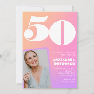 Convites de 50 anos rosa Foto retroativa