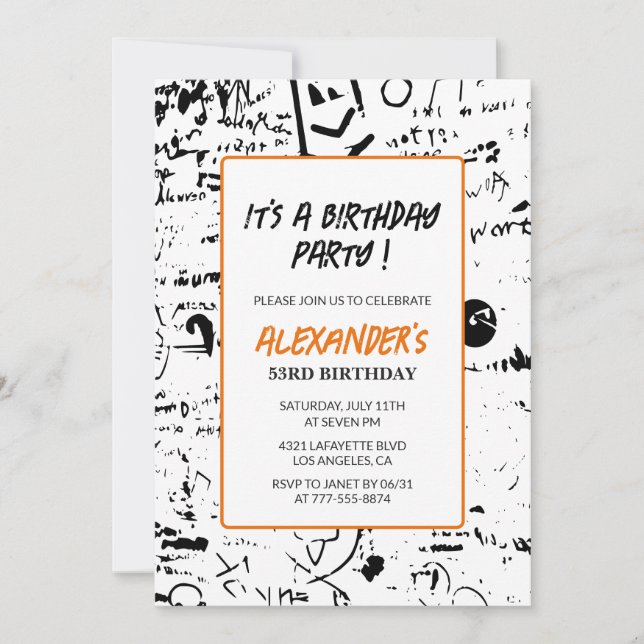 Convites de 53 anos Pintura do Partido Grafite mas (Frente)