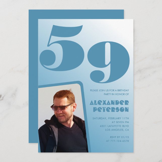 Convites de 59 anos para Gradiente de Foto de Home (Frente/Verso)
