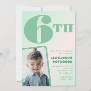 Convites de 6º aniversário com gradiente verde Men
