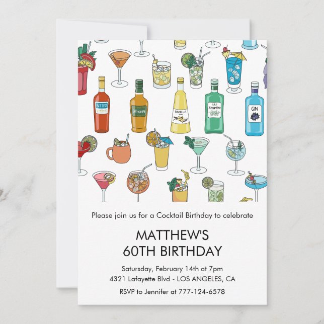 convites de 60º aniversário Cocktail Contemporâneo (Frente)