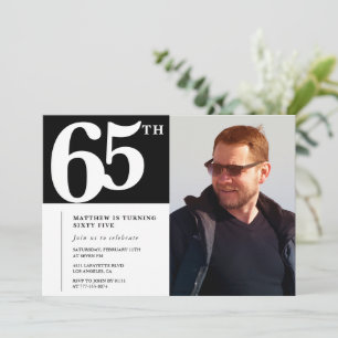 Convites de 65 anos Pretos Foto Chic Moderna