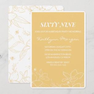 Convites de 69 anos Floral Modern Yellow