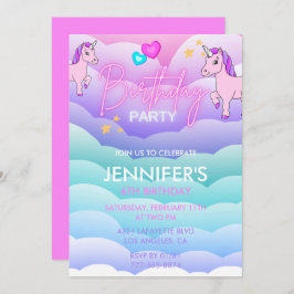 Convites de 6 do Unicórnio Púrpura Rosa