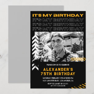 convites de 75 anos de idade homens foto spray pin