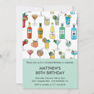 convites de 80º aniversário Coquetel Contemporâneo