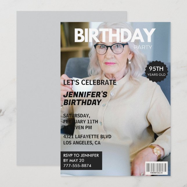 Convites de 95º aniversário para a capa de sua rev (Frente/Verso)