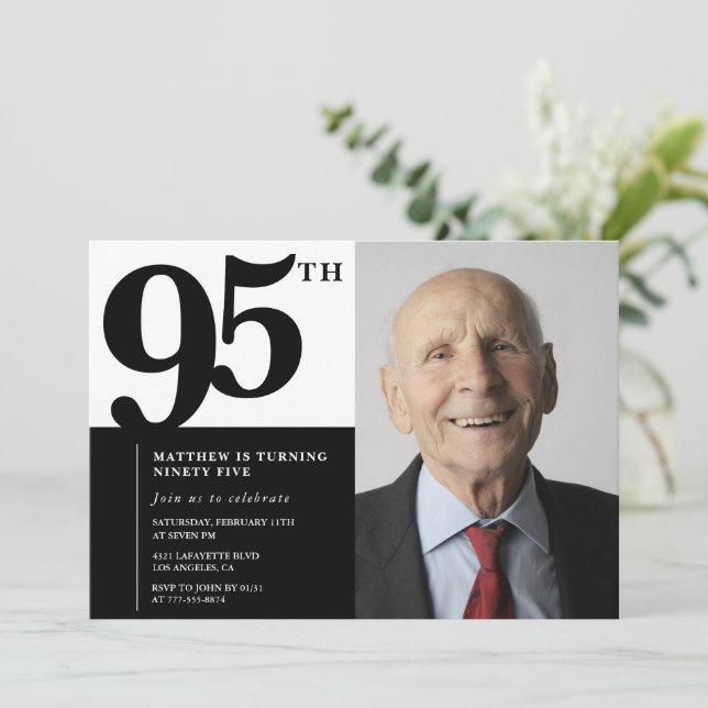 Convites de 95 anos para Elegante Chic (Em pé/Frente)